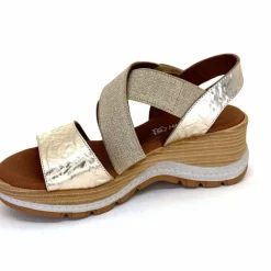 Vacances|Plateformes<Ivoire0576a Sandales Compensées Xapatan 1990 Cuir Beige Dé Or