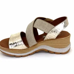 Vacances|Plateformes<Ivoire0576a Sandales Compensées Xapatan 1990 Cuir Beige Dé Or