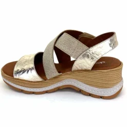 Vacances|Plateformes<Ivoire0576a Sandales Compensées Xapatan 1990 Cuir Beige Dé Or