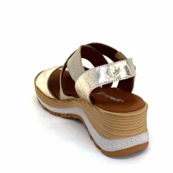 Vacances|Plateformes<Ivoire0576a Sandales Compensées Xapatan 1990 Cuir Beige Dé Or