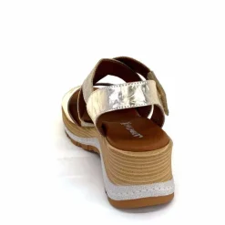 Vacances|Plateformes<Ivoire0576a Sandales Compensées Xapatan 1990 Cuir Beige Dé Or