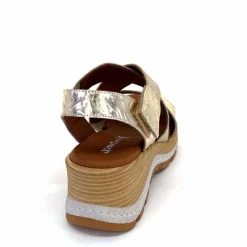 Vacances|Plateformes<Ivoire0576a Sandales Compensées Xapatan 1990 Cuir Beige Dé Or
