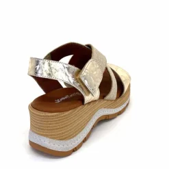 Vacances|Plateformes<Ivoire0576a Sandales Compensées Xapatan 1990 Cuir Beige Dé Or