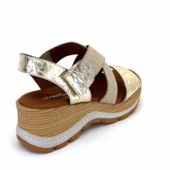 Vacances|Plateformes<Ivoire0576a Sandales Compensées Xapatan 1990 Cuir Beige Dé Or