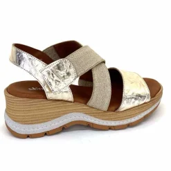 Vacances|Plateformes<Ivoire0576a Sandales Compensées Xapatan 1990 Cuir Beige Dé Or