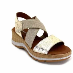 Vacances|Plateformes<Ivoire0576a Sandales Compensées Xapatan 1990 Cuir Beige Dé Or