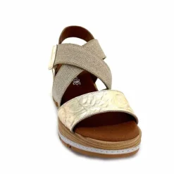 Vacances|Plateformes<Ivoire0576a Sandales Compensées Xapatan 1990 Cuir Beige Dé Or