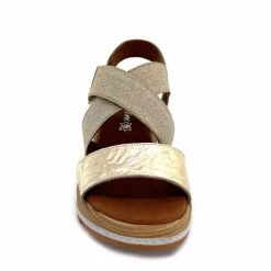 Vacances|Plateformes<Ivoire0576a Sandales Compensées Xapatan 1990 Cuir Beige Dé Or