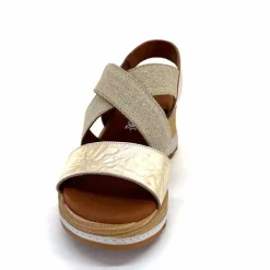 Vacances|Plateformes<Ivoire0576a Sandales Compensées Xapatan 1990 Cuir Beige Dé Or