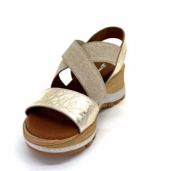 Vacances|Plateformes<Ivoire0576a Sandales Compensées Xapatan 1990 Cuir Beige Dé Or