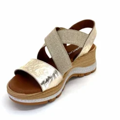 Vacances|Plateformes<Ivoire0576a Sandales Compensées Xapatan 1990 Cuir Beige Dé Or