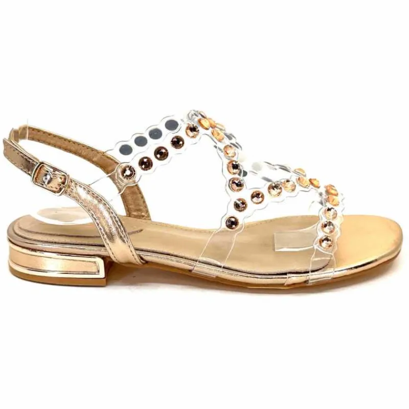 Féminin|Sandales<Ivoire0297a Sandales Ivoire 7364 Strass Or Rose