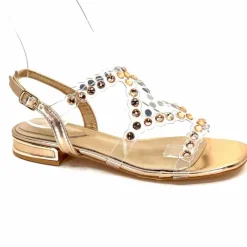 Féminin|Sandales<Ivoire0297a Sandales Ivoire 7364 Strass Or Rose