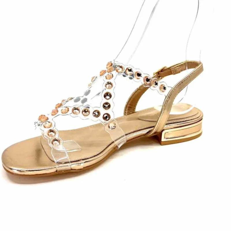 Féminin|Sandales<Ivoire0297a Sandales Ivoire 7364 Strass Or Rose
