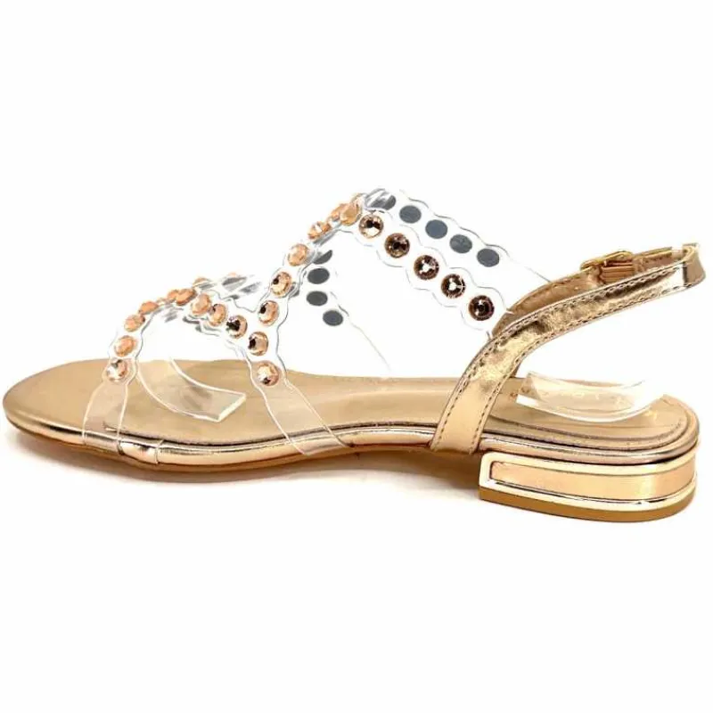 Féminin|Sandales<Ivoire0297a Sandales Ivoire 7364 Strass Or Rose