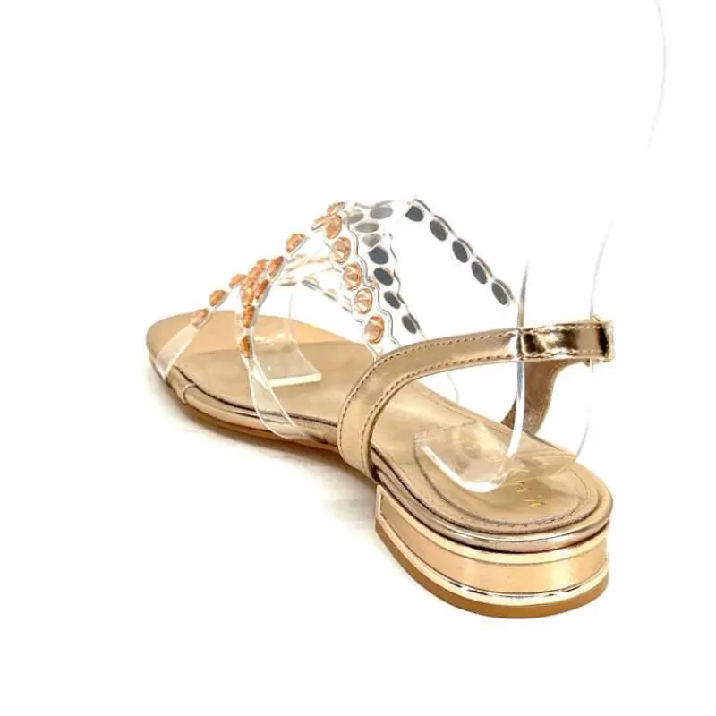 Féminin|Sandales<Ivoire0297a Sandales Ivoire 7364 Strass Or Rose