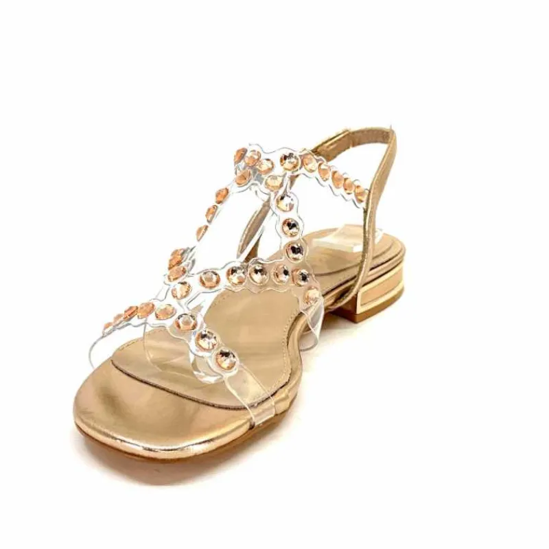 Féminin|Sandales<Ivoire0297a Sandales Ivoire 7364 Strass Or Rose