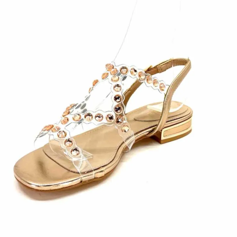 Féminin|Sandales<Ivoire0297a Sandales Ivoire 7364 Strass Or Rose