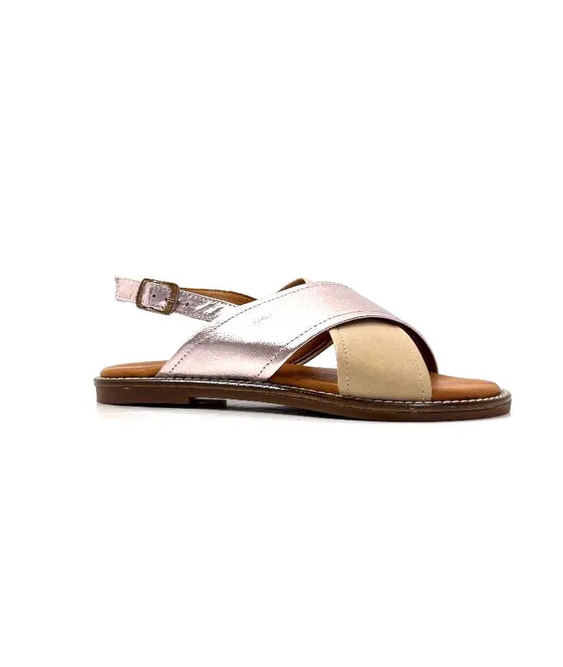 Vacances|Sandales<382-ivoire Sandales Ivoire 908d Cuir Argent et Nude