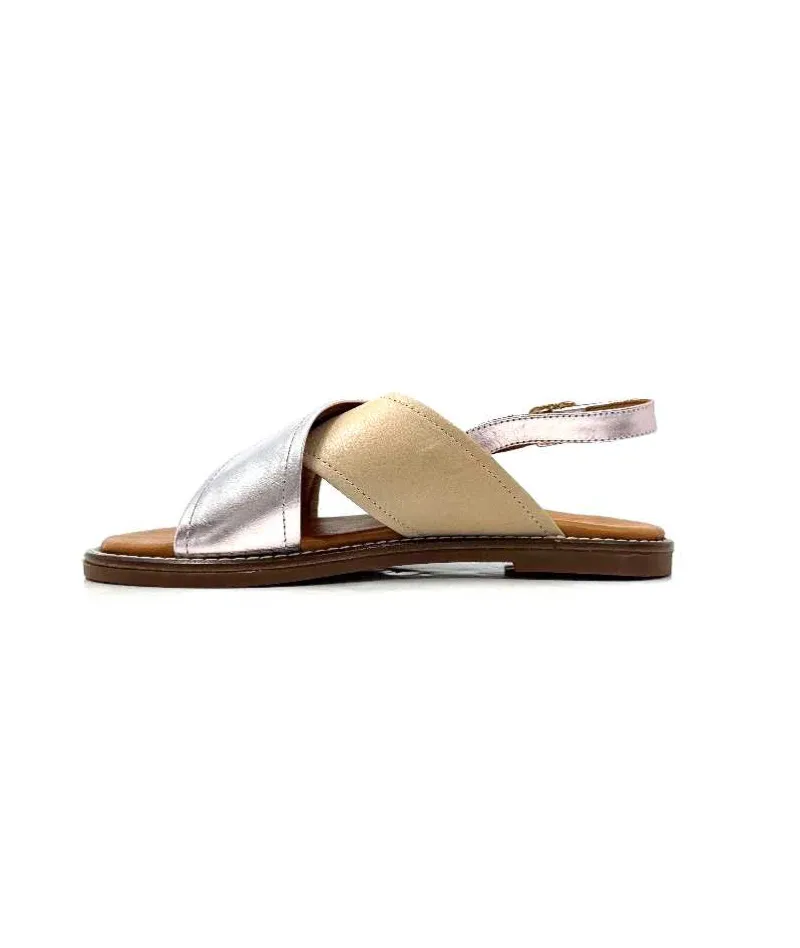 Vacances|Sandales<382-ivoire Sandales Ivoire 908d Cuir Argent et Nude