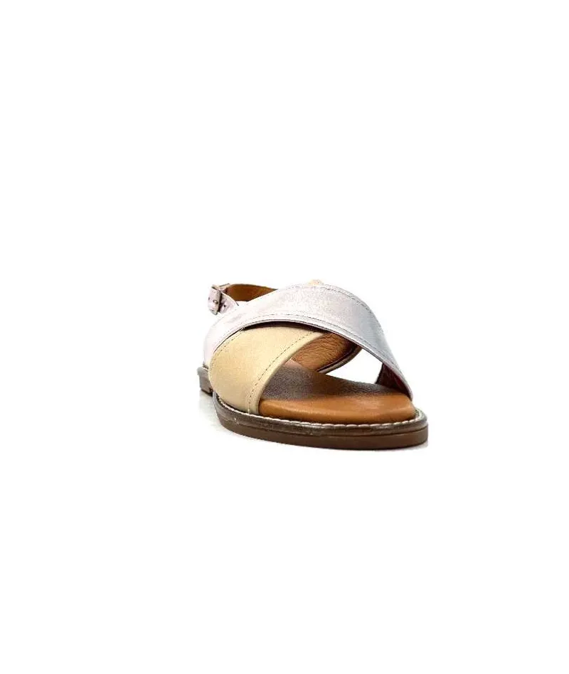 Vacances|Sandales<382-ivoire Sandales Ivoire 908d Cuir Argent et Nude