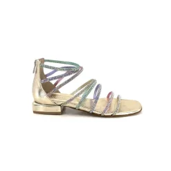 Soirée|Bijoux<s.piero Sandales Ivoire E35.008 Cuir Strass Multi Or