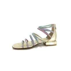 Soirée|Bijoux<s.piero Sandales Ivoire E35.008 Cuir Strass Multi Or