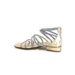 Soirée|Bijoux<s.piero Sandales Ivoire E35.008 Cuir Strass Multi Or