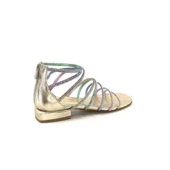 Soirée|Bijoux<s.piero Sandales Ivoire E35.008 Cuir Strass Multi Or