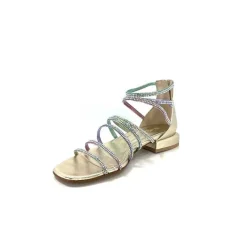 Soirée|Bijoux<s.piero Sandales Ivoire E35.008 Cuir Strass Multi Or