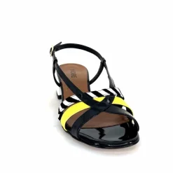 Sandales<Ivoire0352 Sandales Ivoire K234 Jenny Cuir Vernis Blanc Jaune Noir