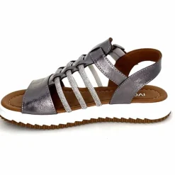 Vacances|Bijoux<428-ivoire Sandales Ivoire P673 64 Cuir Gris Métallique GrisMétal