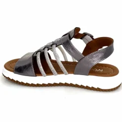 Vacances|Bijoux<428-ivoire Sandales Ivoire P673 64 Cuir Gris Métallique GrisMétal