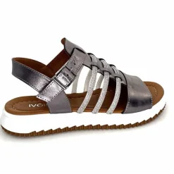 Vacances|Bijoux<428-ivoire Sandales Ivoire P673 64 Cuir Gris Métallique GrisMétal