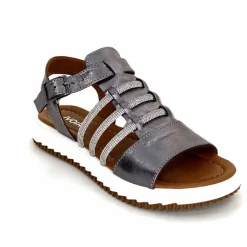 Vacances|Bijoux<428-ivoire Sandales Ivoire P673 64 Cuir Gris Métallique GrisMétal