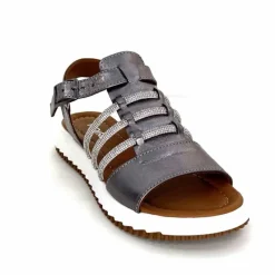 Vacances|Bijoux<428-ivoire Sandales Ivoire P673 64 Cuir Gris Métallique GrisMétal