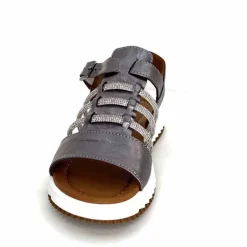 Vacances|Bijoux<428-ivoire Sandales Ivoire P673 64 Cuir Gris Métallique GrisMétal