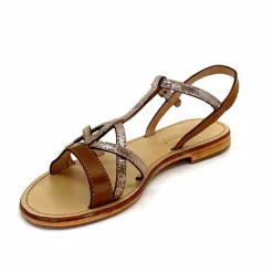 Vacances|Sandales<Les Tropéziennes par M.Belarbi Sandales Les Tropeziennes Hironela Cuir Miel Or Marron