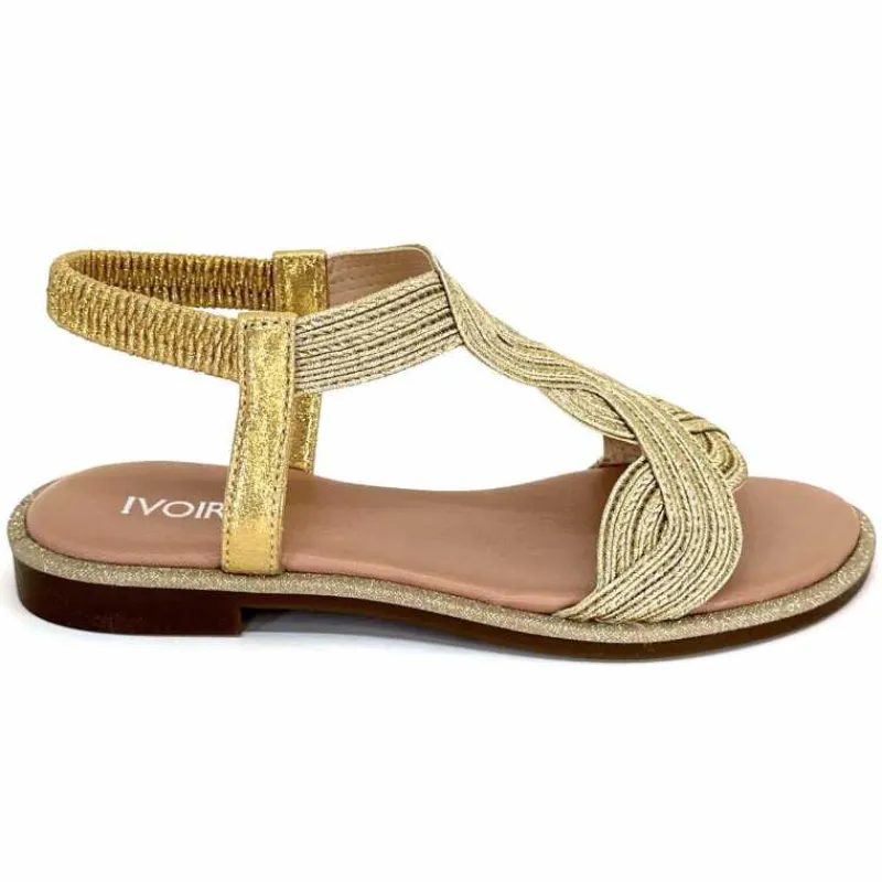 Vacances|Sandales<Ivoire0351a Sandales Plate Ivoire 1616223 Textile Platine Or
