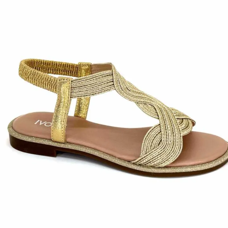 Vacances|Sandales<Ivoire0351a Sandales Plate Ivoire 1616223 Textile Platine Or