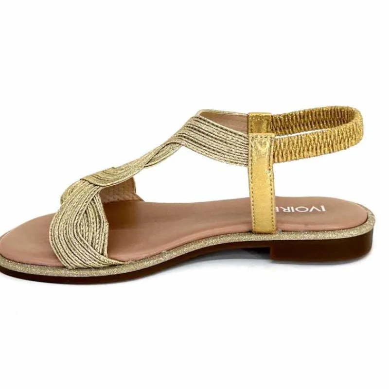 Vacances|Sandales<Ivoire0351a Sandales Plate Ivoire 1616223 Textile Platine Or