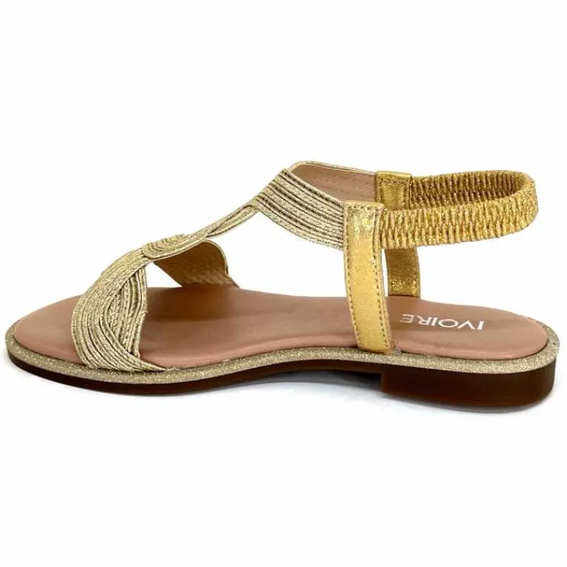Vacances|Sandales<Ivoire0351a Sandales Plate Ivoire 1616223 Textile Platine Or