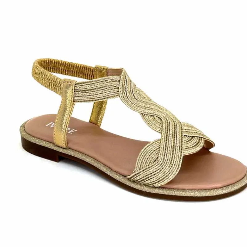 Vacances|Sandales<Ivoire0351a Sandales Plate Ivoire 1616223 Textile Platine Or