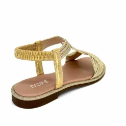 Vacances|Sandales<Ivoire0351a Sandales Plate Ivoire 1616223 Textile Platine Or