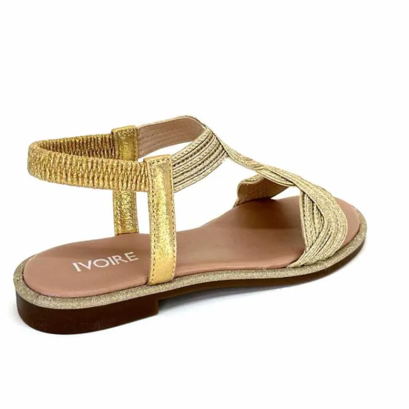 Vacances|Sandales<Ivoire0351a Sandales Plate Ivoire 1616223 Textile Platine Or