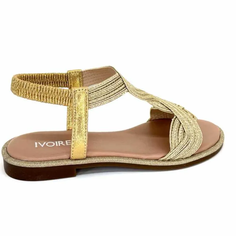 Vacances|Sandales<Ivoire0351a Sandales Plate Ivoire 1616223 Textile Platine Or
