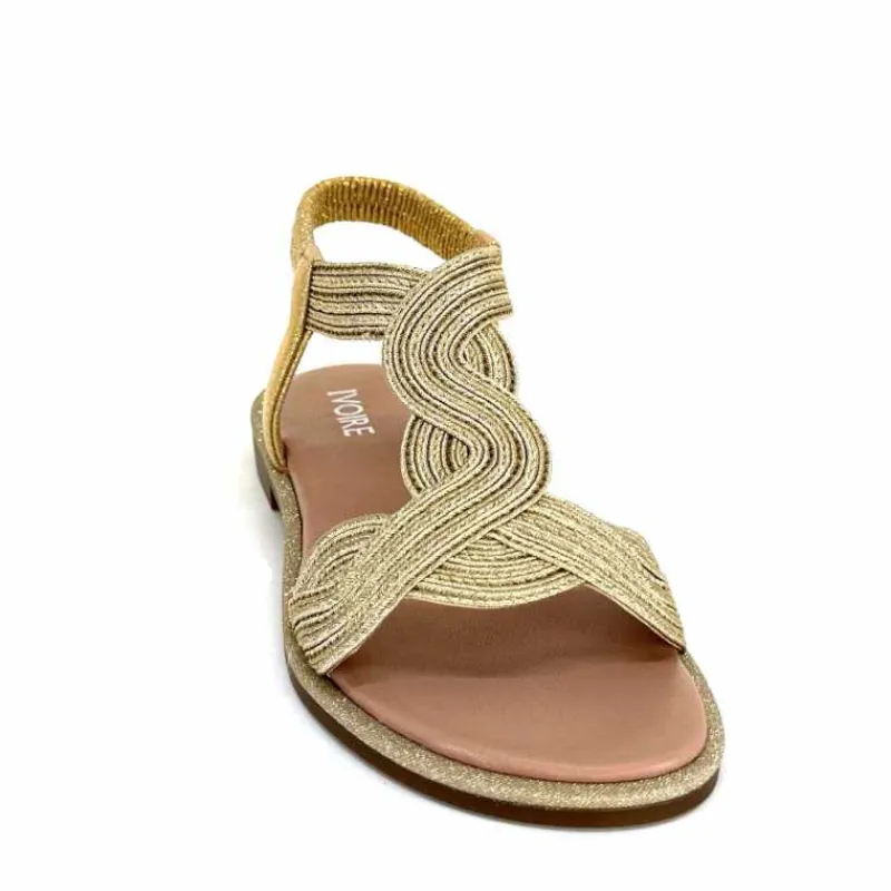 Vacances|Sandales<Ivoire0351a Sandales Plate Ivoire 1616223 Textile Platine Or