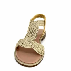 Vacances|Sandales<Ivoire0351a Sandales Plate Ivoire 1616223 Textile Platine Or