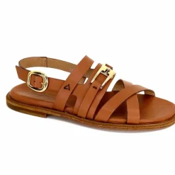 Vacances|Sandales<Triver Flight Sandales Plate 725.09 Cuir Marron