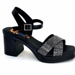 Vacances|Sandales<Porronet Sandales Plateforme à Talon Fi 2973 Cuir Strass Noir